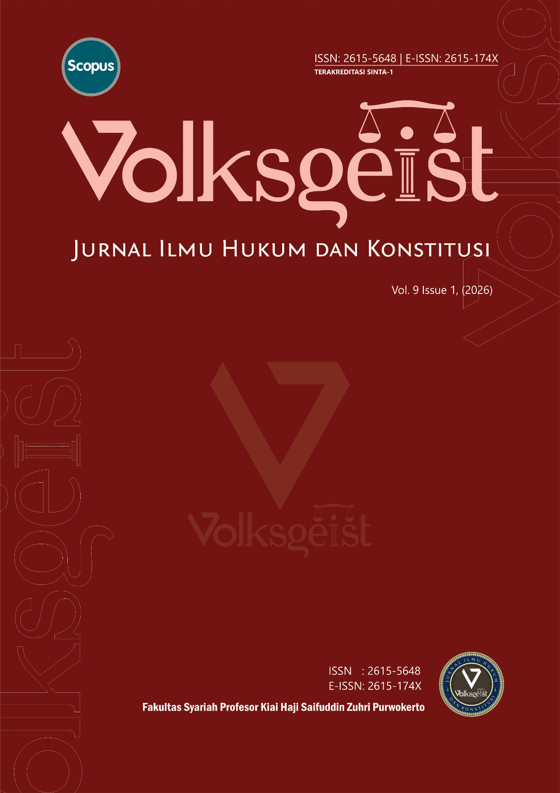					View Vol. 9 Issue 1 (2026) Volksgeist: Jurnal Ilmu Hukum Dan Konstitusi
				